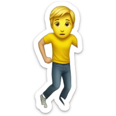 Yellow shirt guy lurking from behind tree sticker