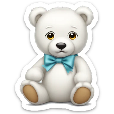 Cute white teddy bear with bow  sticker