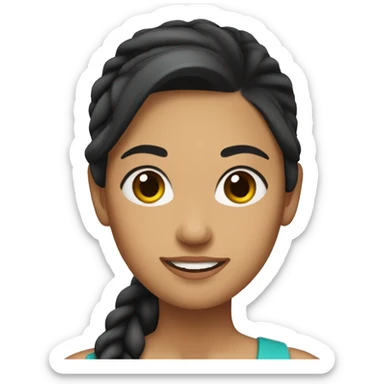 a Latin American woman with dark hair in a ponytail sticker