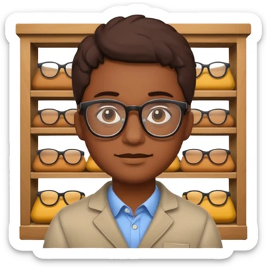 grown  2D line-drawn character + small shop sticker