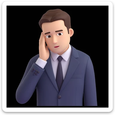 memoji style office worker in a suit, worried face, hand on forehead sticker