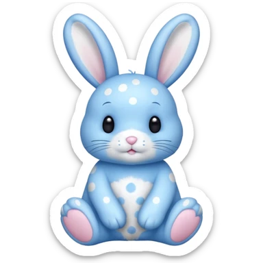 A blue bunnny with polka dots sticker