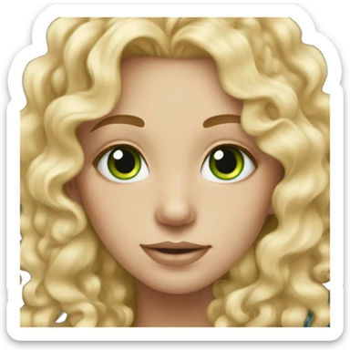 green eyed blonde curly white skin girl sticker
