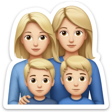 Young blondish hair Mom and her three brunette sons sticker