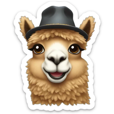 Alpaca with a funny hat sticker