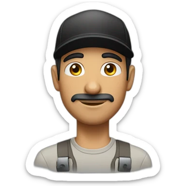 An Arab plumber in a black cap with no mustache. sticker