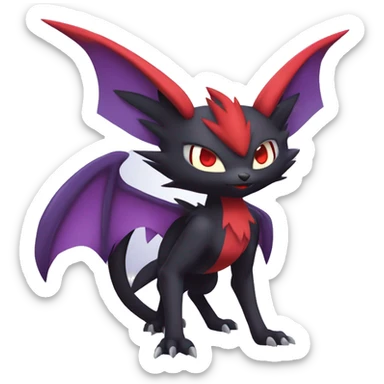  Black Red Purple Kawaii Cool Anime Nargacuga-Noivern-Noibat-Litten-Zorua-Zoroark-Fakemon-fusion full body sticker