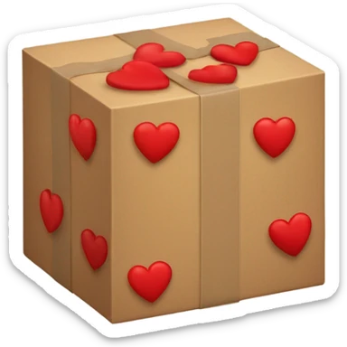 Box with red hearts sticker