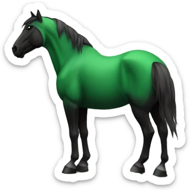 a green black horse on a mountain sticker
