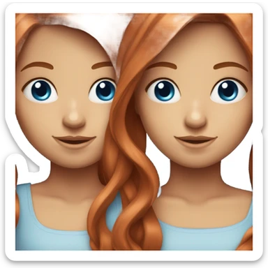 Red hair twins with blue eyes one with medium straight hair one with long straight hair sticker
