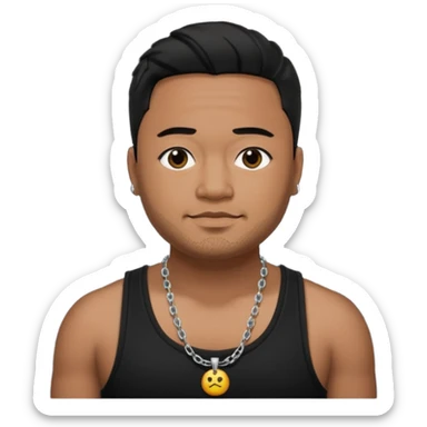 J Boog medium dark skin, black hair, black tank top with necklace sticker
