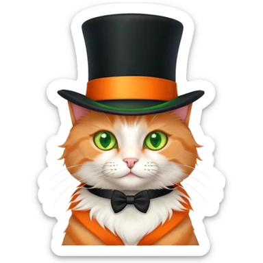 cat wearing a black top hat sticker