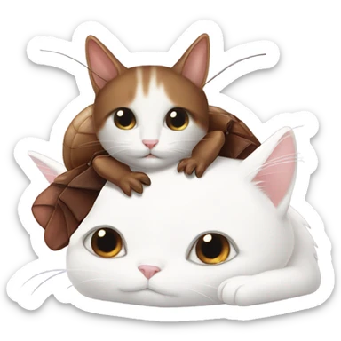 a brown roach hugging a white cat sticker