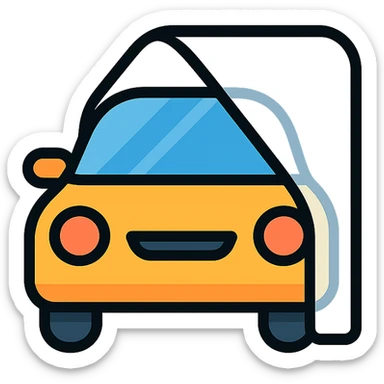 modern colorful icon of a car covered with a transparent protective film sticker