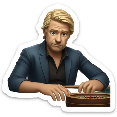 Man sad after losing bets in a casino sticker