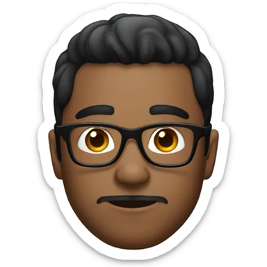 man with black taper fade hair, NO BEARD and glasses sticker