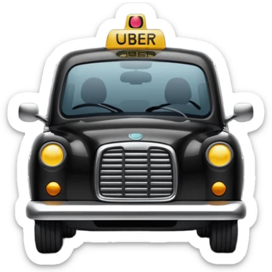 generate an ios genmoji of a black cab that says UBER sticker