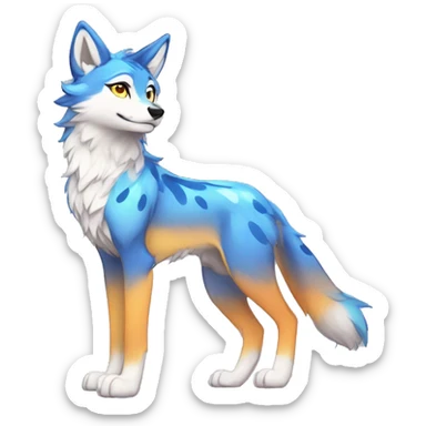 Anthro Colorful Shiny Fionbri-Falvie-sparkle-wolf-sona with spot markings full body sticker