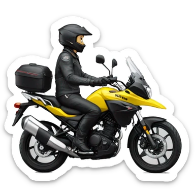 A dog driving Suzuki v strom sticker