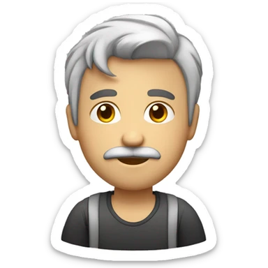 Un chico joven, blanco, sin barba ni bigote, de estatura media, pelo corto y muy serio sticker