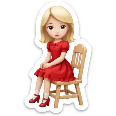 Blonde Doll wearing red Sitting On The Chair  sticker