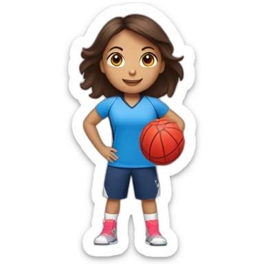 Une jeune fille brune habiller en rouge qui fait du handball sticker