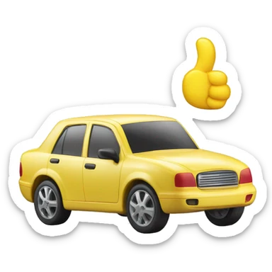 A plastic toy car with an emoji on the car sticker