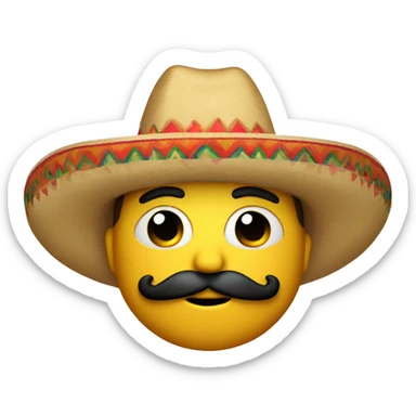 Mexican with a sombrero and mustache  sticker