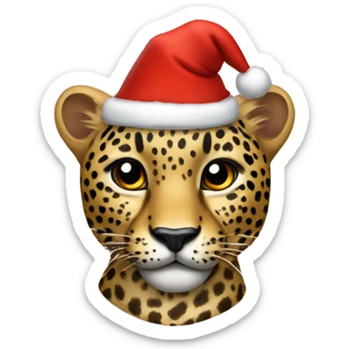 leopard wearing christmas hat sticker