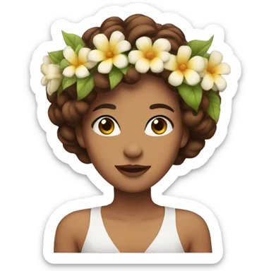 female singer with brown hair wearing a flower crown on her head sticker