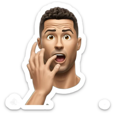 Ronaldo shocked with is two hand on his face happy sticker