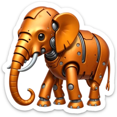 Little completely orange mammouth cyborg sticker