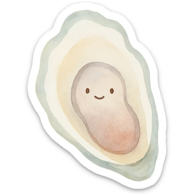 cute oyster, watercolor art style sticker