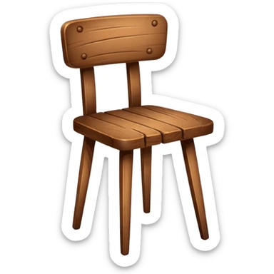 Wooden chair with on with three leg sticker