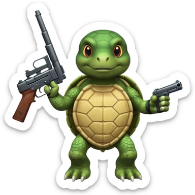 Military turtle holding a gun sticker