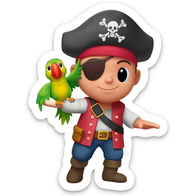 pirate and parrot sticker
