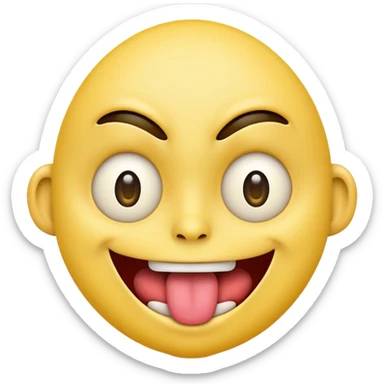 Freaky ahh yellow face emoji smiling with tongue out and eyes wide open sticker