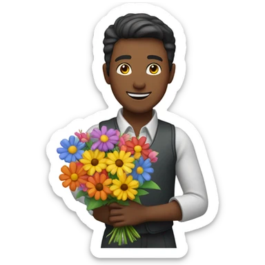 Man giving flowers  sticker