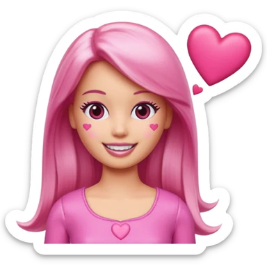 lav en barbie emoji med hjerter istedet for øjne sticker