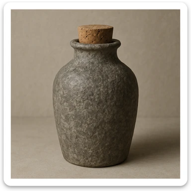 a stone jar for wine, realistic, textured, with a cork stopper, neutral background sticker