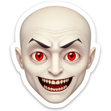 Nam 50 tuổi, mắt đỏ, da trắng, tóc ngắn, có răng nanh, tạo hình như ma cà rồng sticker