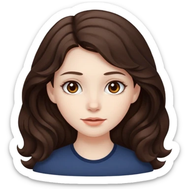girl with dark wavy brown hair and pale skin with brown eyes sticker