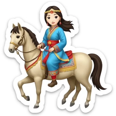 mongolian woman on horse full body sticker