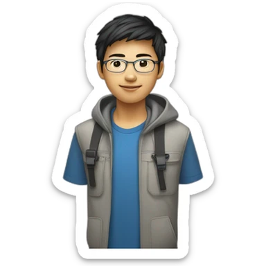 asian teen computer science major intern as software engineer in a cool tech startup sticker