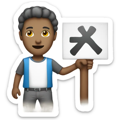 A person head with a holding a piece sign walking of imige sticker