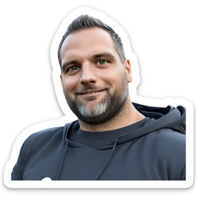 smiling man with beard outdoors sticker