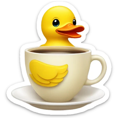 rubber yellow duck holding a cup of coffee sticker
