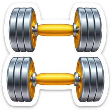 Two heavy dumbbells side by side with small power sparks sticker