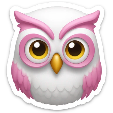 pink white owl sticker