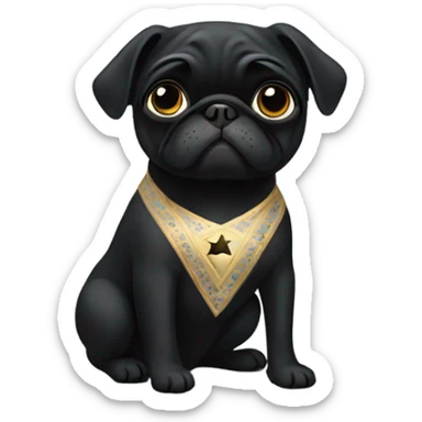 Black pug in a Jewish star dress sticker